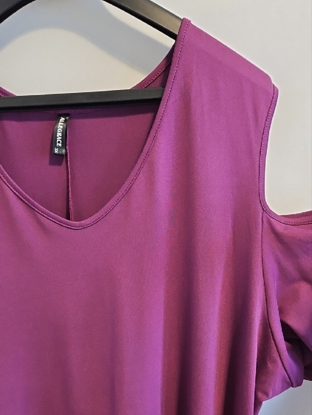 3X Allegrace Purple Cold Shoulder Short Sleeve Tunic Top - Plus Size  Excellent - Picture 3 of 9